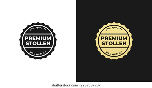 Stollen seal vector or Stollen label Vector Isolated in Flat Style. Simple Stollen seal vector for product design element. Best Stollen label Vector for Packaging design element.