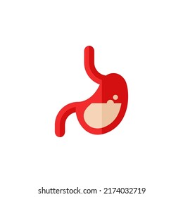 Stomach abstract flat icon. Human Internal Organ vector illustration isolated on white background. Medical diagram digestion poster. Digestive system anatomy, Belching gas