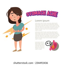 stomach ache character - vector illustration