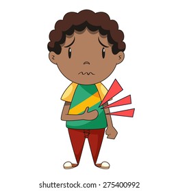 Stomach ache, child, vector illustration