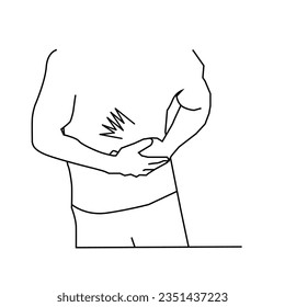Stomach ache concept thin line design illustration