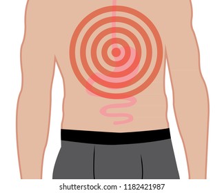 Stomach ache in Human body.  Abdominal pain.  Heartburn.  Disoder of digestive system