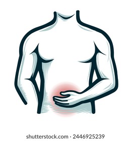 stomach ache illustration to complement designs, posters. international health day