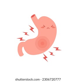 Stomach ache kawaii cartoon icon. Clipart image isolated on white background