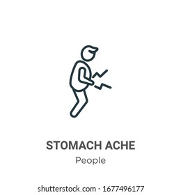 Stomach ache outline vector icon. Thin line black stomach ache icon, flat vector simple element illustration from editable people concept isolated stroke on white background