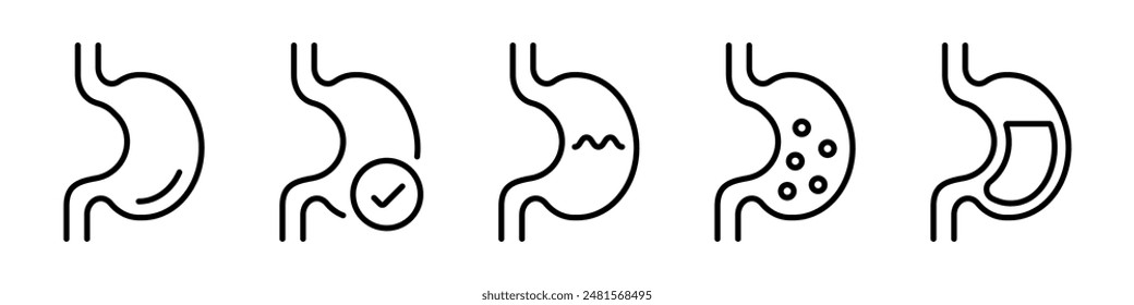 Stomach ache and pain icons. Stomach icons. Stomach illustration