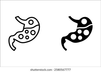 Stomach ache and pain icons. Stomach icons. Stomach illustration.