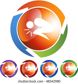 Stomach ache web button isolated on a background