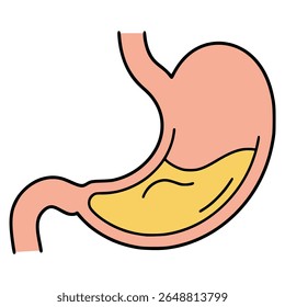 stomach acid indigestion pain flat color vector illustration template design