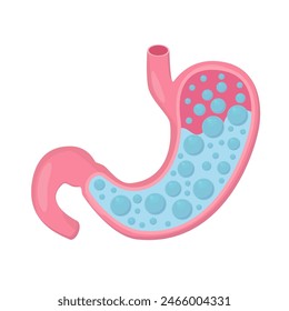 Stomach acid reflux. Healthcare Digestion. Disease, stomachache. Vector illustration in flat style