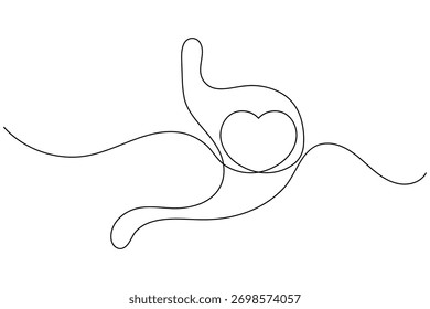Anatomia estomacal desenho contínuo de uma linha sobre fundo branco minimalista órgão digestivo esboço ilustração vetor