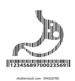 Stomach as barcode, vector illustration.