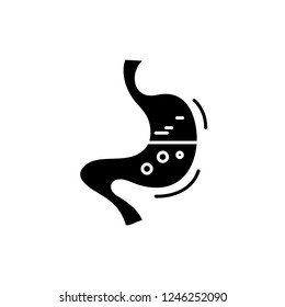 Stomach black icon, vector sign on isolated background. Stomach concept symbol, illustration 