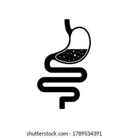 Stomach black silhouette vector icon. Internal human organ outline illustration isolated on white background.