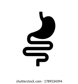 Stomach black silhouette vector icon. Internal human organ outline illustration isolated on white background.