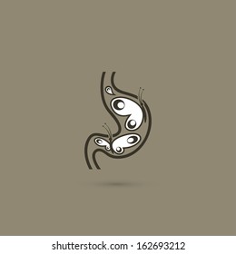 Stomach butterflies - vector illustration