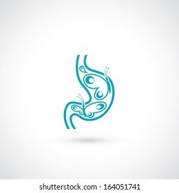 Stomach butterflies - vector illustration