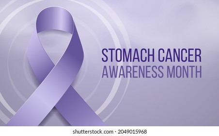 Stomach Cancer Awareness Month concept. Banner template with periwinkle blue ribbon. Vector illustration.