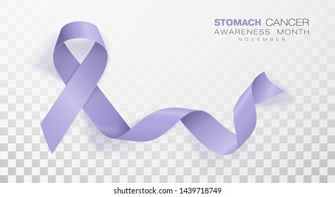 Stomach Cancer Awareness Month. Periwinkle Color Ribbon Isolated On Transparent Background. Vector Design Template For Poster. Illustration.