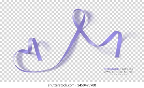 Stomach Cancer Awareness Month. Periwinkle Color Ribbon Isolated On Transparent Background. Vector Design Template For Poster. Illustration.