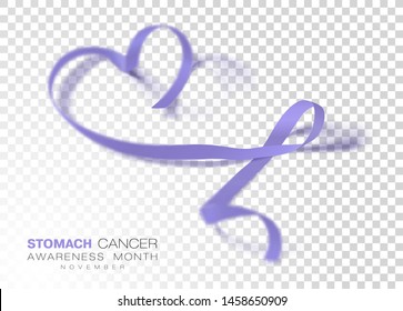 Stomach Cancer Awareness Month. Periwinkle Color Ribbon Isolated On Transparent Background. Vector Design Template For Poster. Illustration.