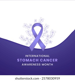 A stomach cancer awareness ribbon, with a white background and a blue border