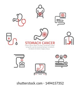 Stomach Cancer Banner. Symptoms And Diagnosis. Medical Infographics.