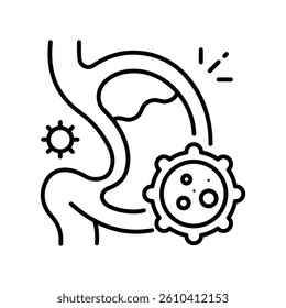 Stomach Cancer vector outline icon. EPS 10 file