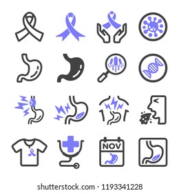 Stomach Cancer,esophageal Cancer Icon Set