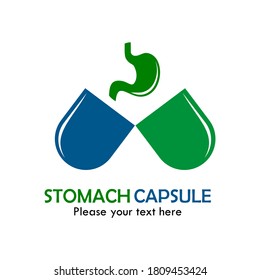 Ilustración del logotipo de la cápsula de Stomach. adecuado para medicamentos, medicamentos, tablets, píldoras, clínica, hospital, farmacia, etc.