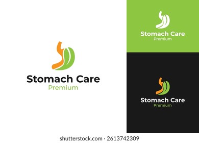 Stomach care with leaf logo design symbol vector illustration