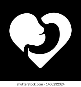 Stomach care logo designs concept vector with heart and face, Creative Symbol, Icon design template isolated on black background