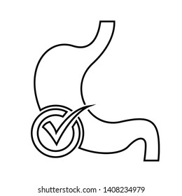 Stomach care logo designs concept vector with check mark, Creative line Symbol, Icon design template isolated on white background