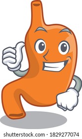 Stomach cartoon character design showing OK finger