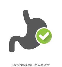 Stomach and check mark - icon, vector.