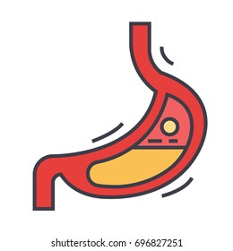 Stomach concept. Line vector icon. Editable stroke. Flat linear illustration isolated on white background