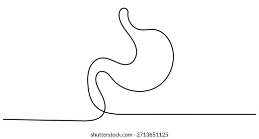 Estômago contínuo uma linha de arte. anatomia humana linha arte. ilustração vetorial. ilustração médica abstrata
