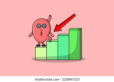 Stomach cute businessman mascot character with a inflation chart cartoon style design