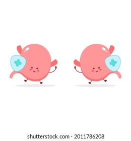 stomach cute pose set character illustration mascot logo smile happy