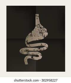 Stomach design on black background,vector