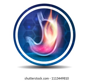Stomach disorder abstract symbol on a white background