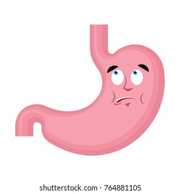 Stomach does not know confused emoji face avatar. Belly perplexed emotions. Internal organ surprise. Vector illustration