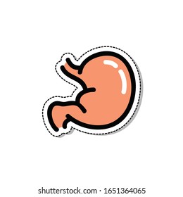 stomach doodle sticker, vector illustration
