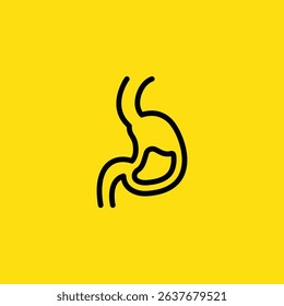 Stomach is drawn with black outline on yellow background, which could be used for illustrating medical information.
