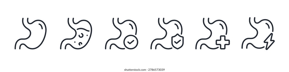 Stomach editable stroke outline icon isolated on white background flat vector illustration.