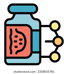 Stomach enzymes icon outline vector. Amino peptide. Collagen chain color flat