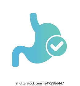 Stomach with exclamation mark vector icon.