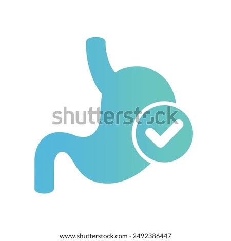 Stomach with exclamation mark vector icon.