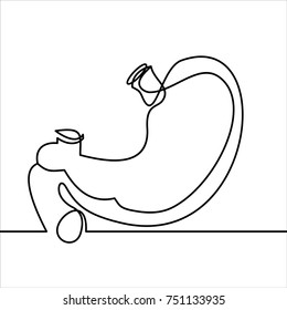 Stomach flat icon. Single high quality outline symbol of human body for web design or mobile app. Thin line signs of stomach for design logo, visit card, etc. Outline pictogram of stomach