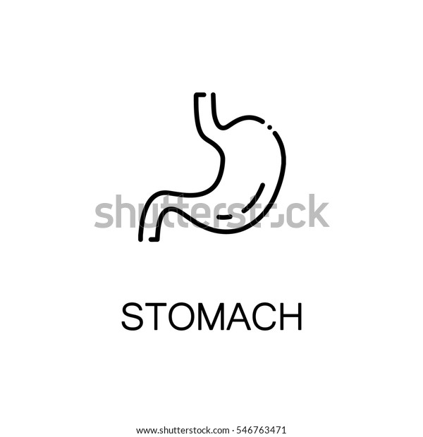 胃のフラットアイコン ウェブデザインやモバイルアプリ用の人体の単一の高品質アウトラインシンボル デザインロゴ 訪問カードなどの胃の細い線の標識胃の輪郭の絵文字 のベクター画像素材 ロイヤリティフリー